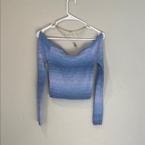 Chic Blue Off-Shoulder Knit Top